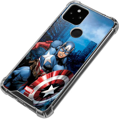 Marvel Captain America Portrait Google Pixel 5 Clear Case